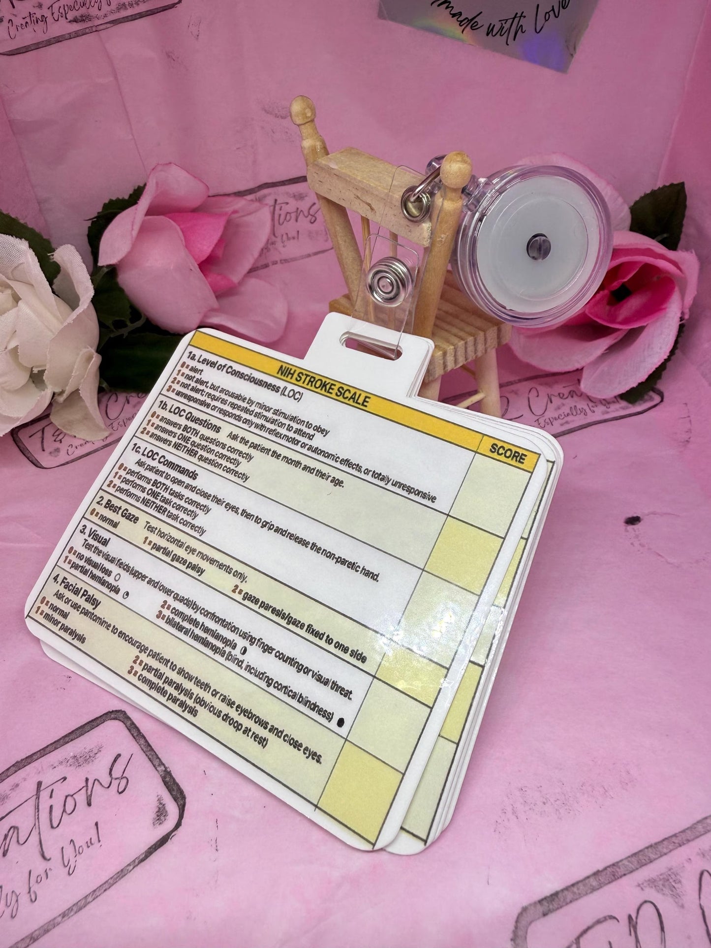 NIH Stroke Scale Mini Card: Nurse Badge Clip, Waterproof