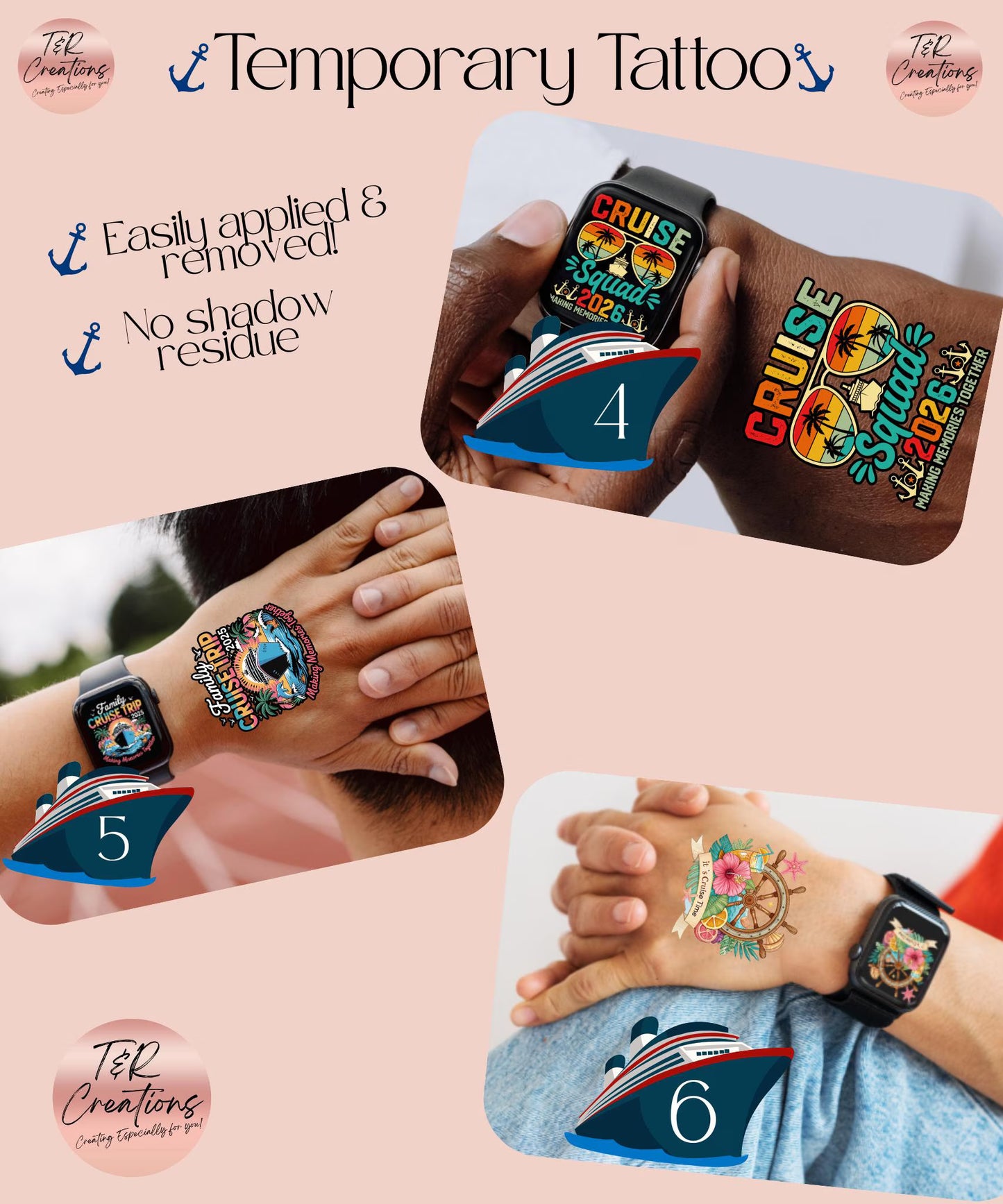 Cruise temporary tattoo. One cruise at the time. Family Memories.