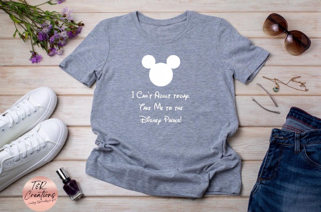 Funny Disney Inspired T-Shirt | I Can’t Adult Today Shirt Mickey Silhouette Gift