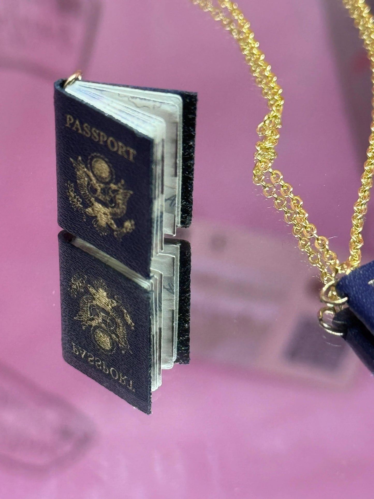 Passport Charm. Travel Style. Necklace Mini Book