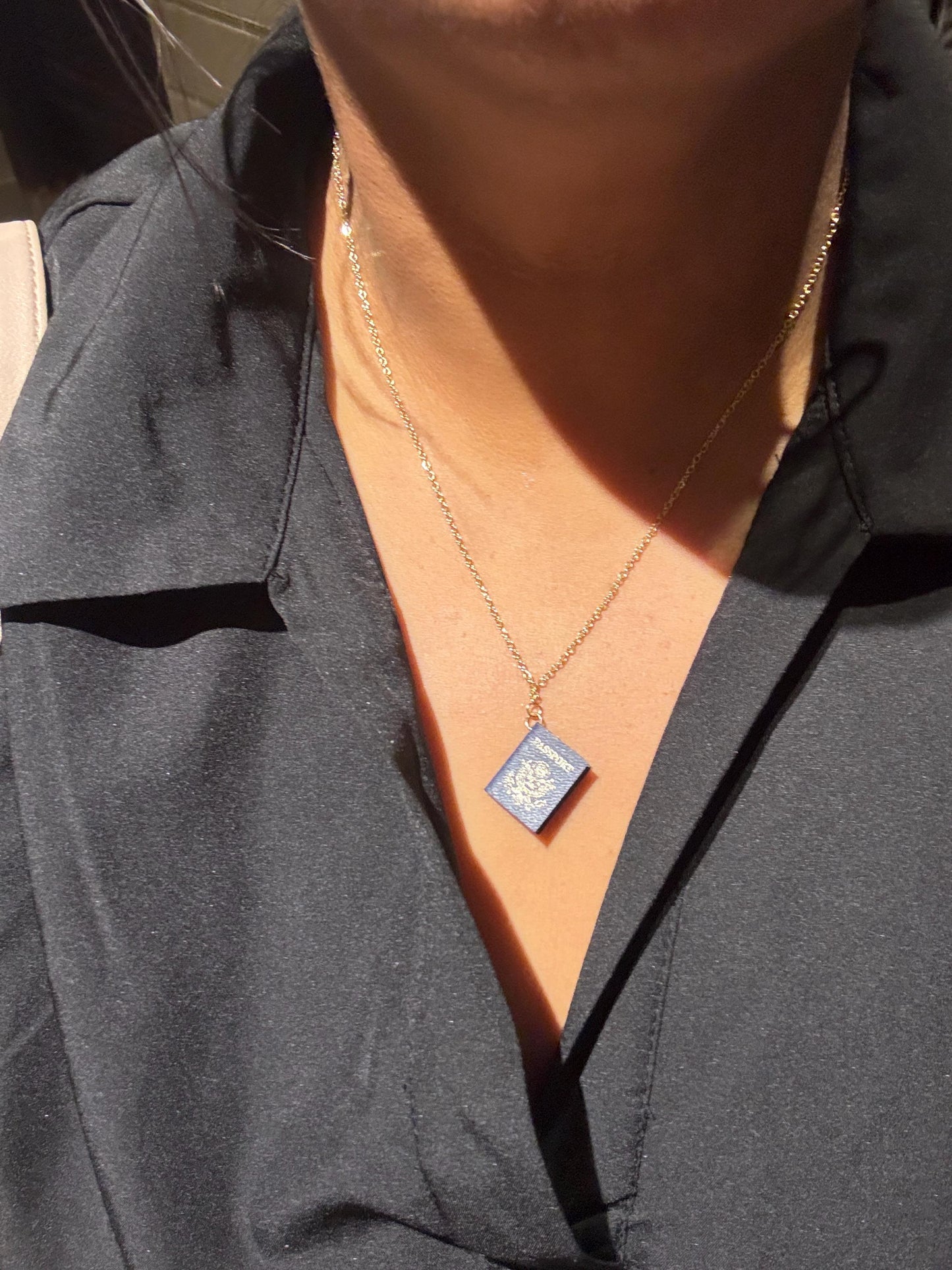 Passport Charm. Travel Style. Necklace Mini Book