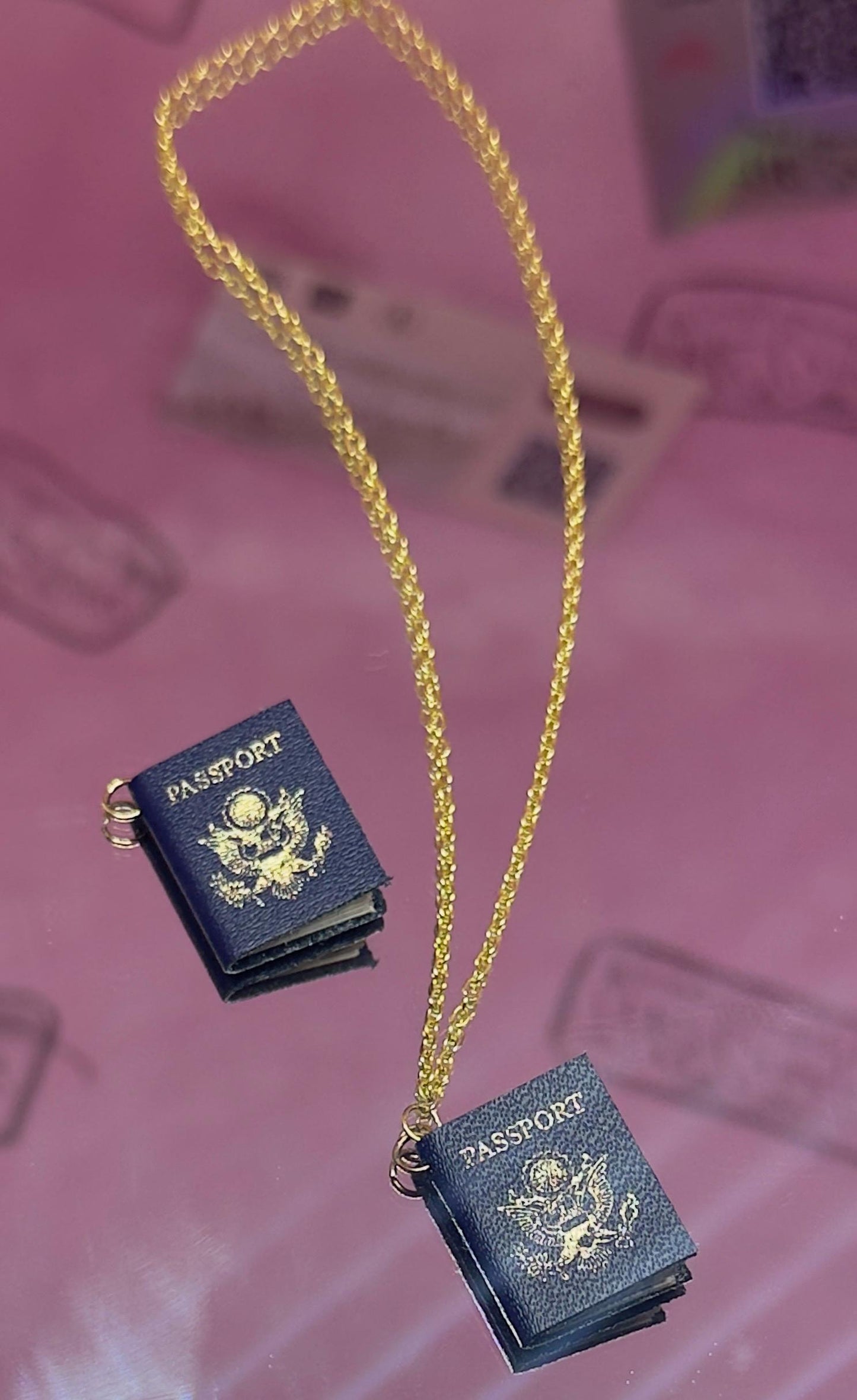 Passport Charm. Travel Style. Necklace Mini Book