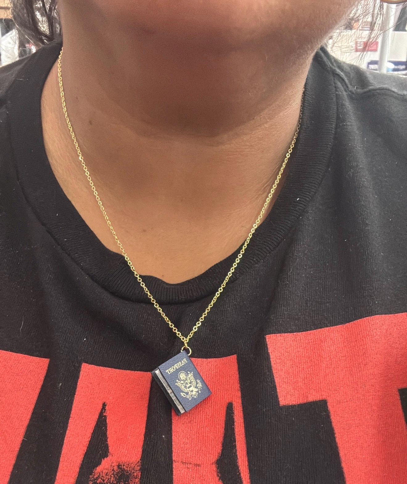 Passport Charm. Travel Style. Necklace Mini Book