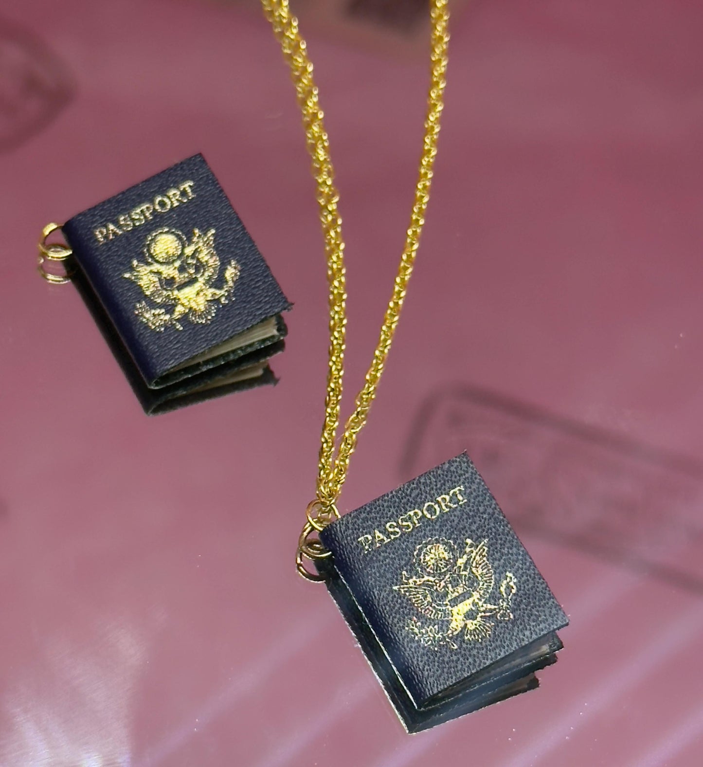 Passport Charm. Travel Style. Necklace Mini Book