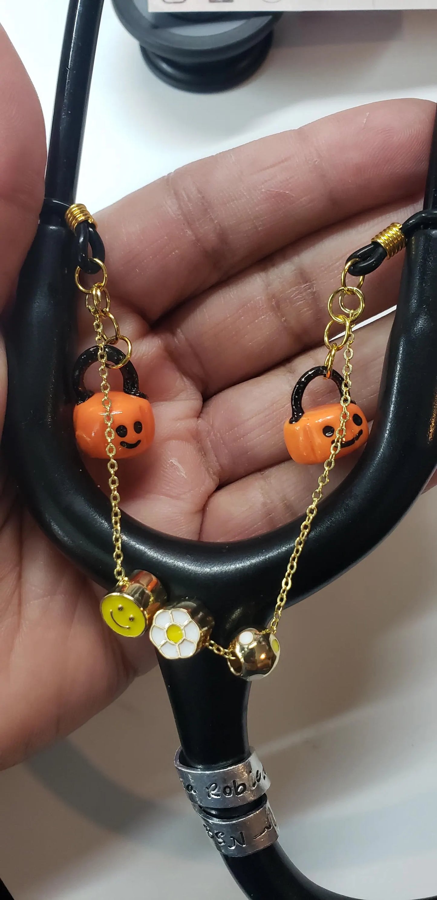Gold Plated Stethoscope Chain with Charm: Nurse Accessory