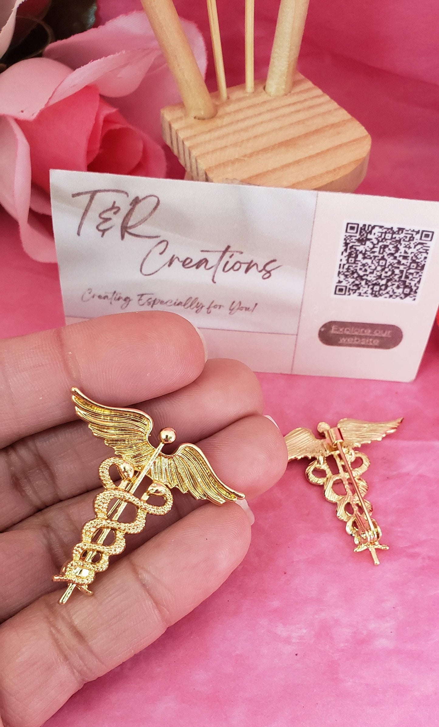 Gold Caduceus Enamel Pin: Medical Symbol, Nurse Gift