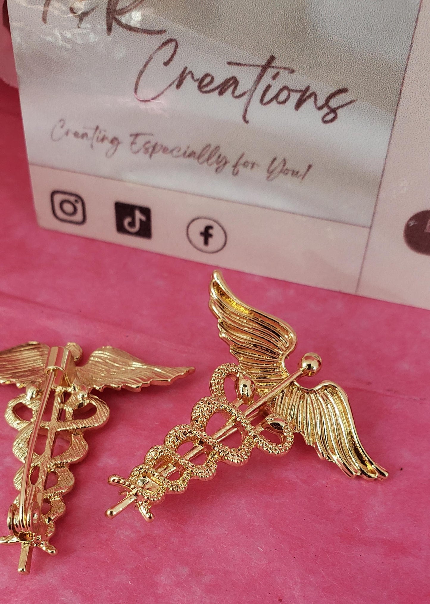 Gold Caduceus Enamel Pin: Medical Symbol, Nurse Gift