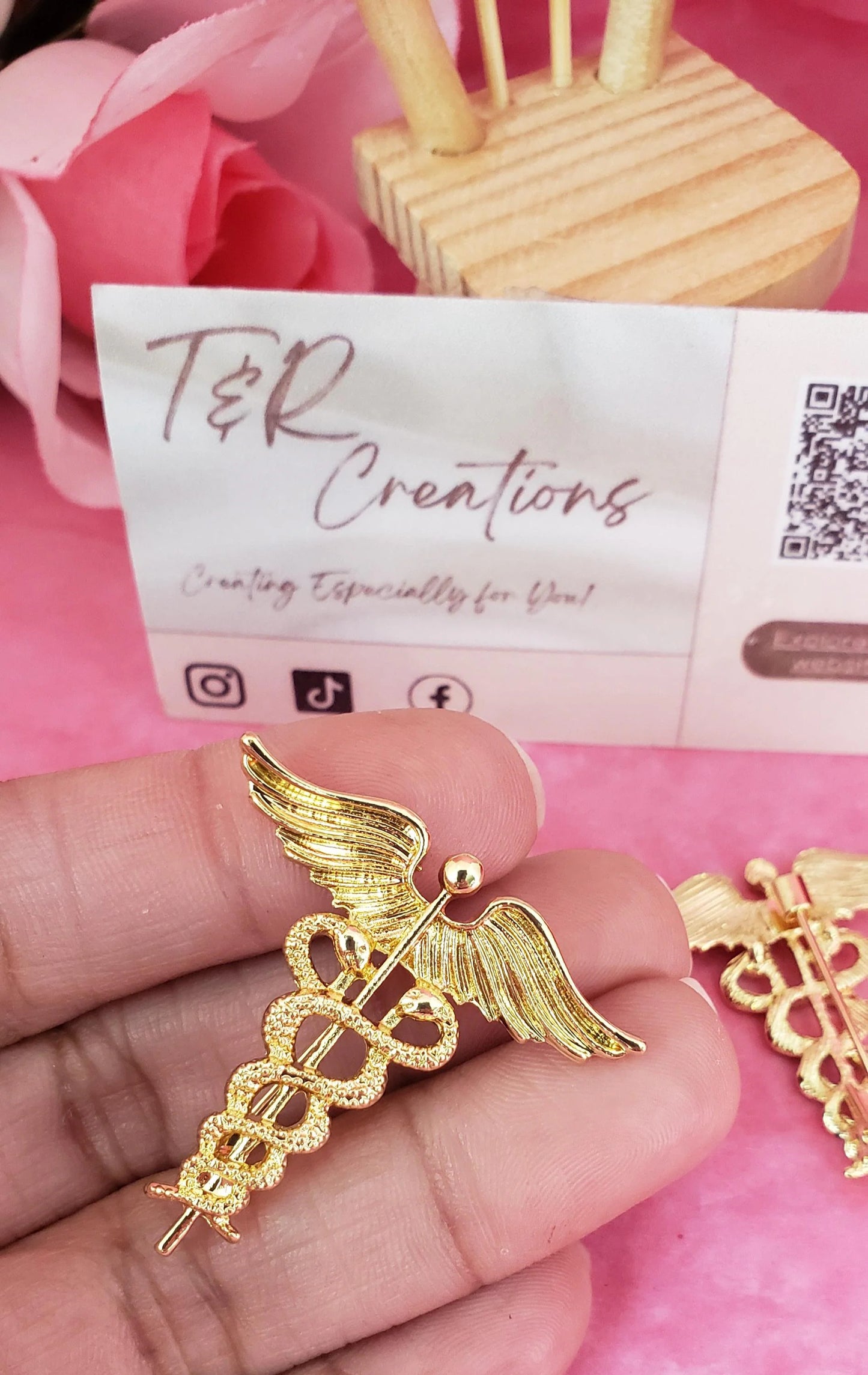 Gold Caduceus Enamel Pin: Medical Symbol, Nurse Gift