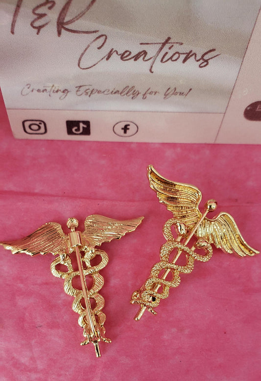 Gold Caduceus Enamel Pin: Medical Symbol, Nurse Gift