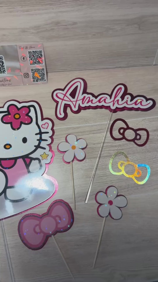 Kitty Personalized Cake Topper – Custom Name | Hawaii Birthday Decoration