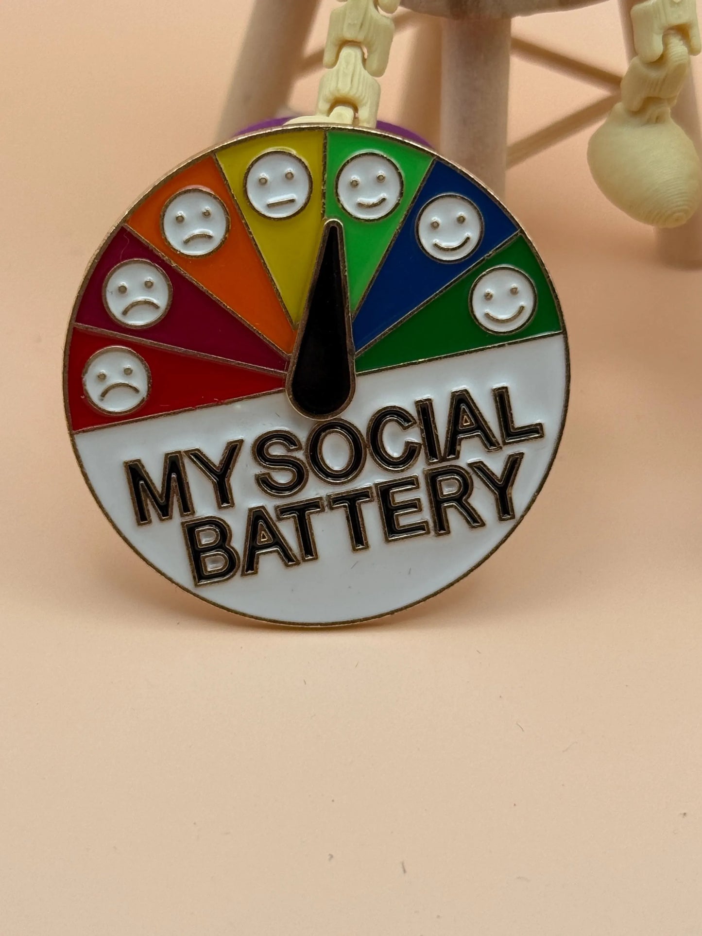 Social Battery Enamel Pin/ Adjustable Point Emotional