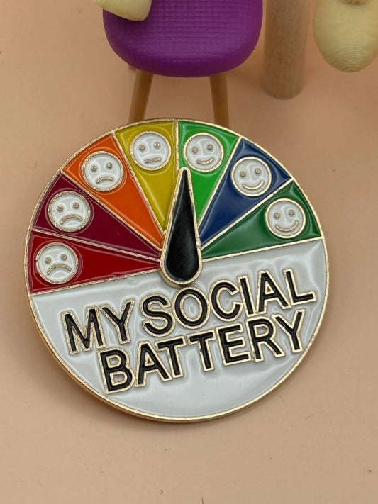 Social Battery Enamel Pin/ Adjustable Point Emotional