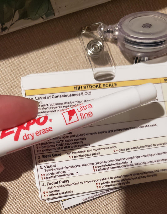 NIH Stroke Scale Mini Card: Nurse Badge Clip, Waterproof