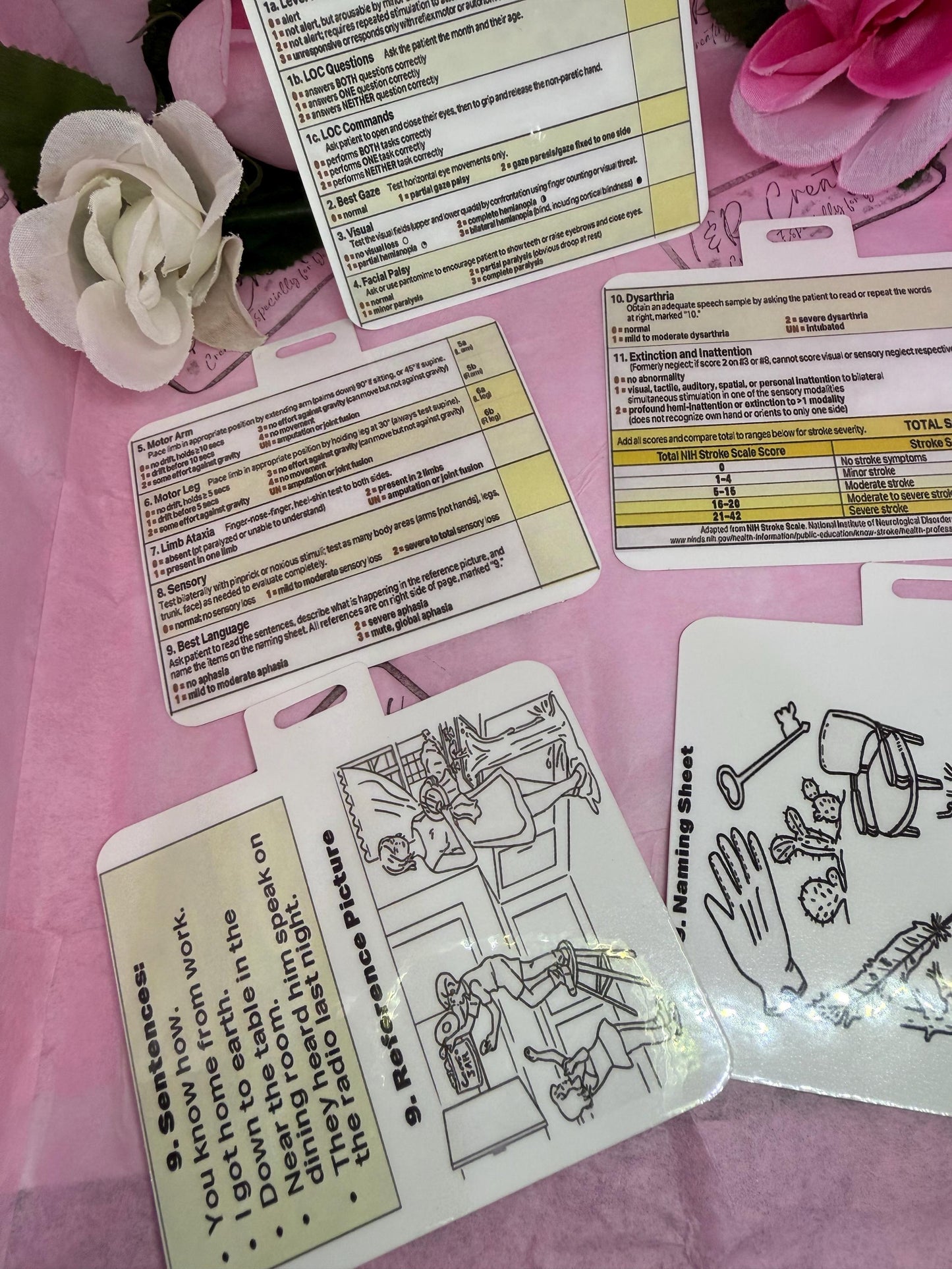 NIH Stroke Scale Mini Card: Nurse Badge Clip, Waterproof